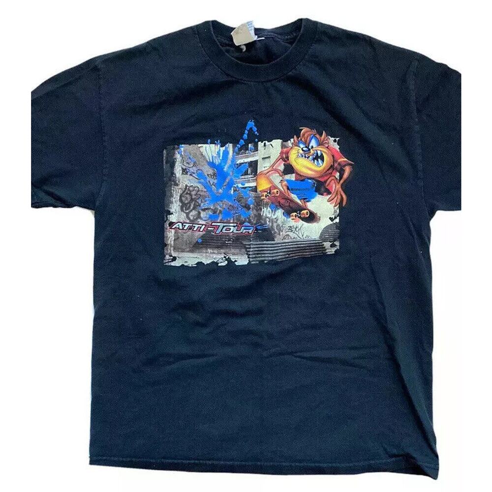 Vtg Taz Tasmanian Devil Tee Shirt Men Large Y2k Skateboard Atti Tour Looney Tune